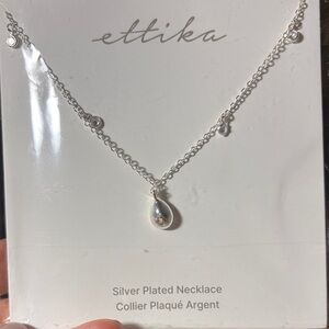 Ettika Silver Necklace with Teardrop Pendant